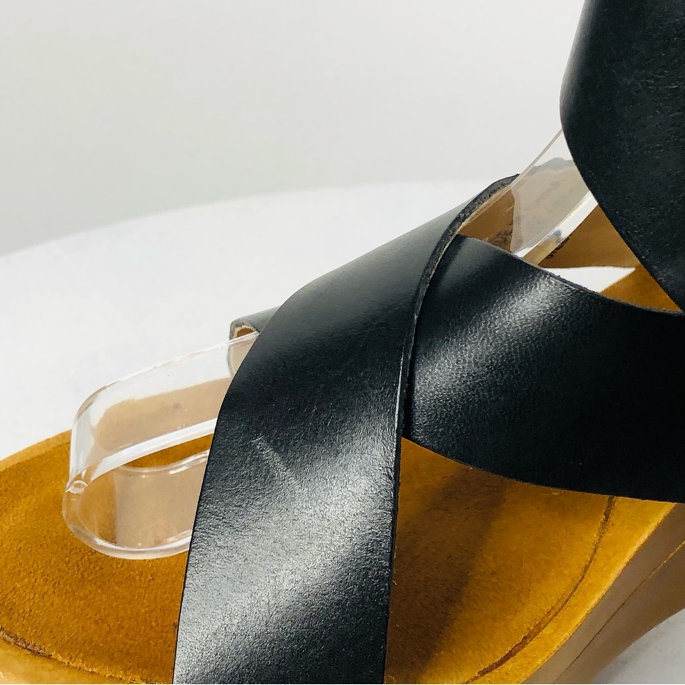 Micheal Kors Wrap around wood Wedge black Sandals size 8. R1 - Picture 14 of 15